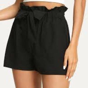SHEIN linen relaxed paperbag belted shorts